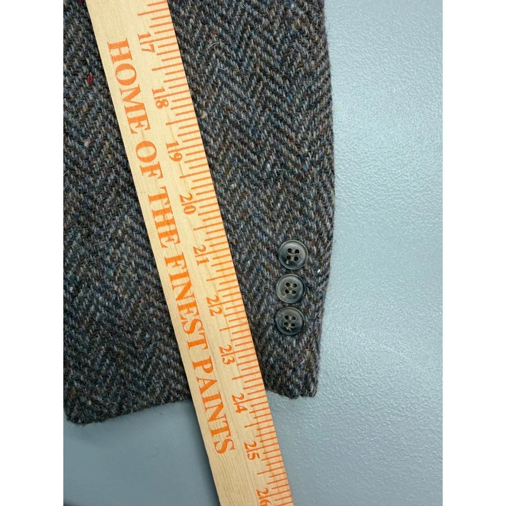 Vintage Levis Menswear Brown Herringbone Tweed Wool Blazer Made in USA Mens 42